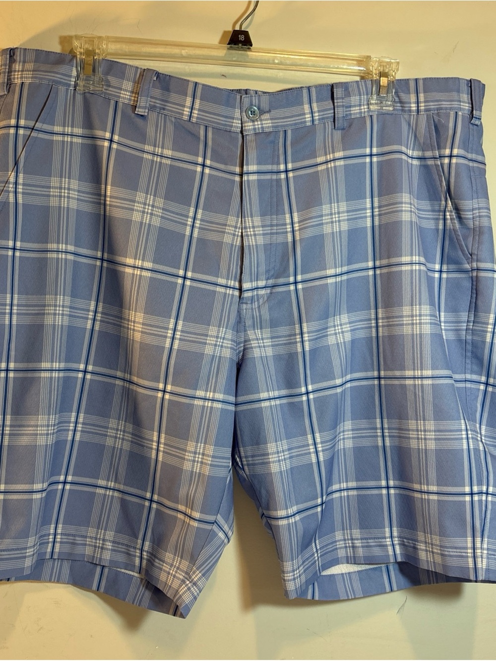 Antigua Men's Blue Plaid Shorts. 638